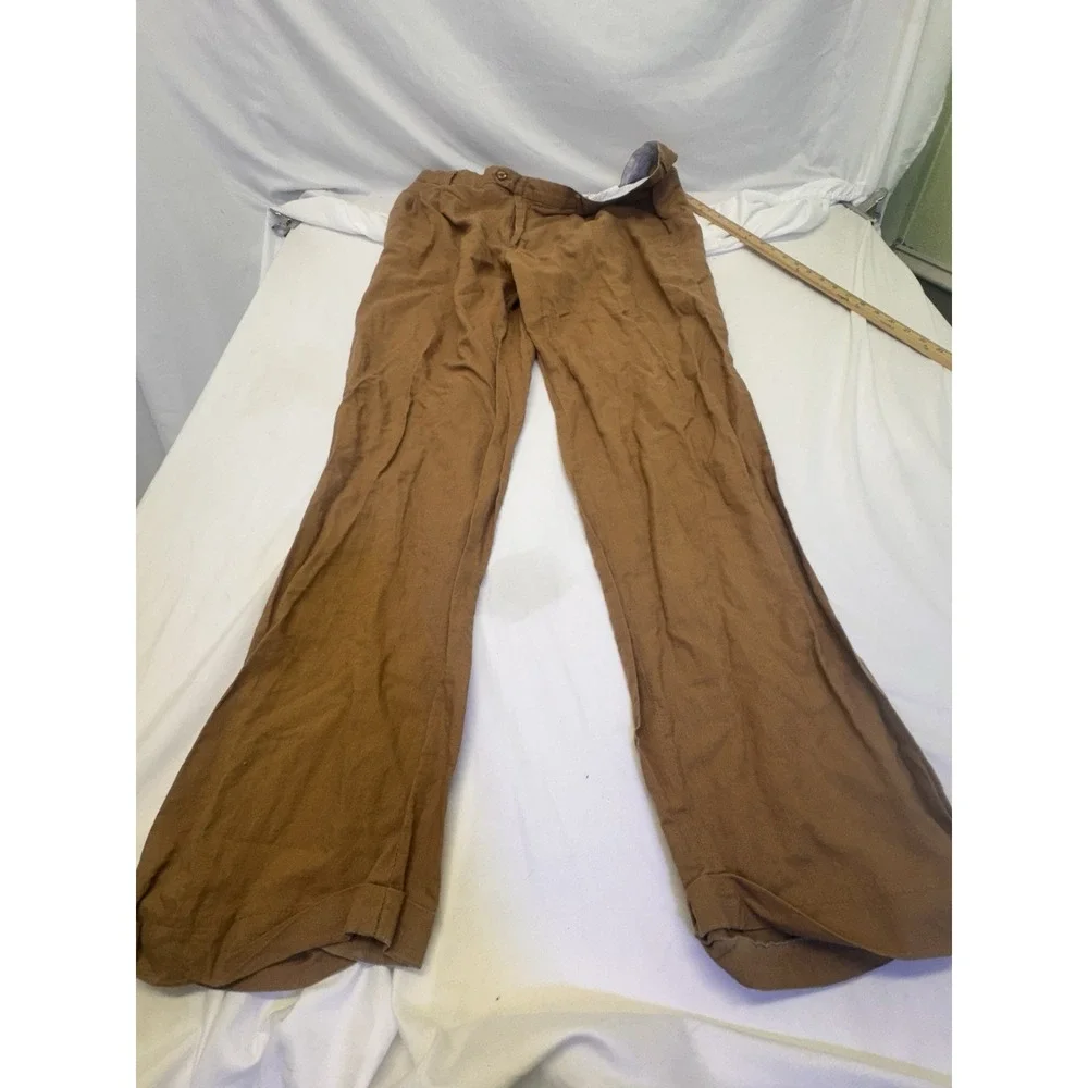 Giorgio Inserti Collezione Italiano Dress Pants Mens 42x36 Brown 100% Linen Y2K